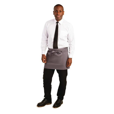 B157 Whites Short Bistro Apron Charcoal - JD Catering Equipment Solutions Ltd