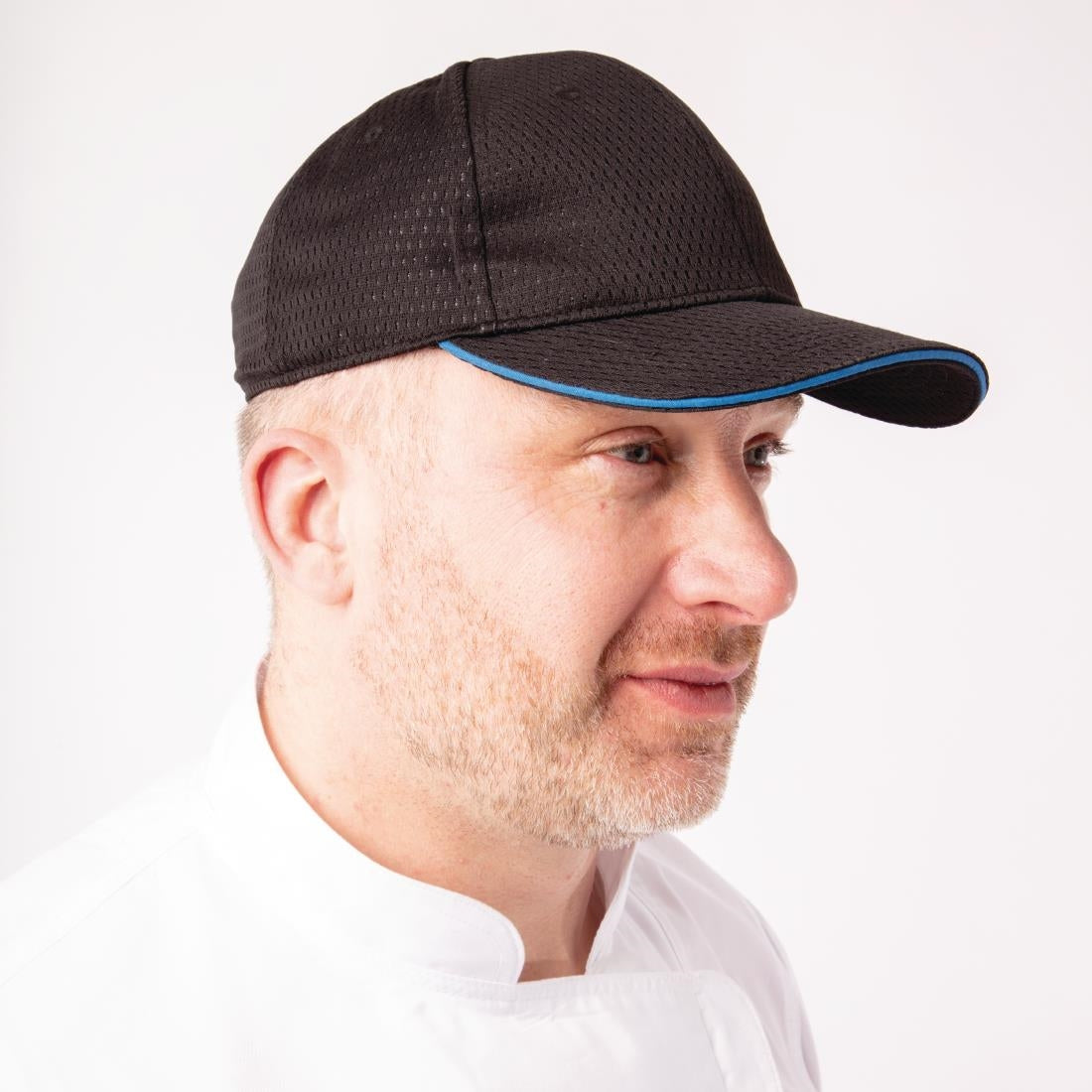 B171 Chef Works Cool Vent Baseball Cap Black with Blue JD Catering Equipment Solutions Ltd