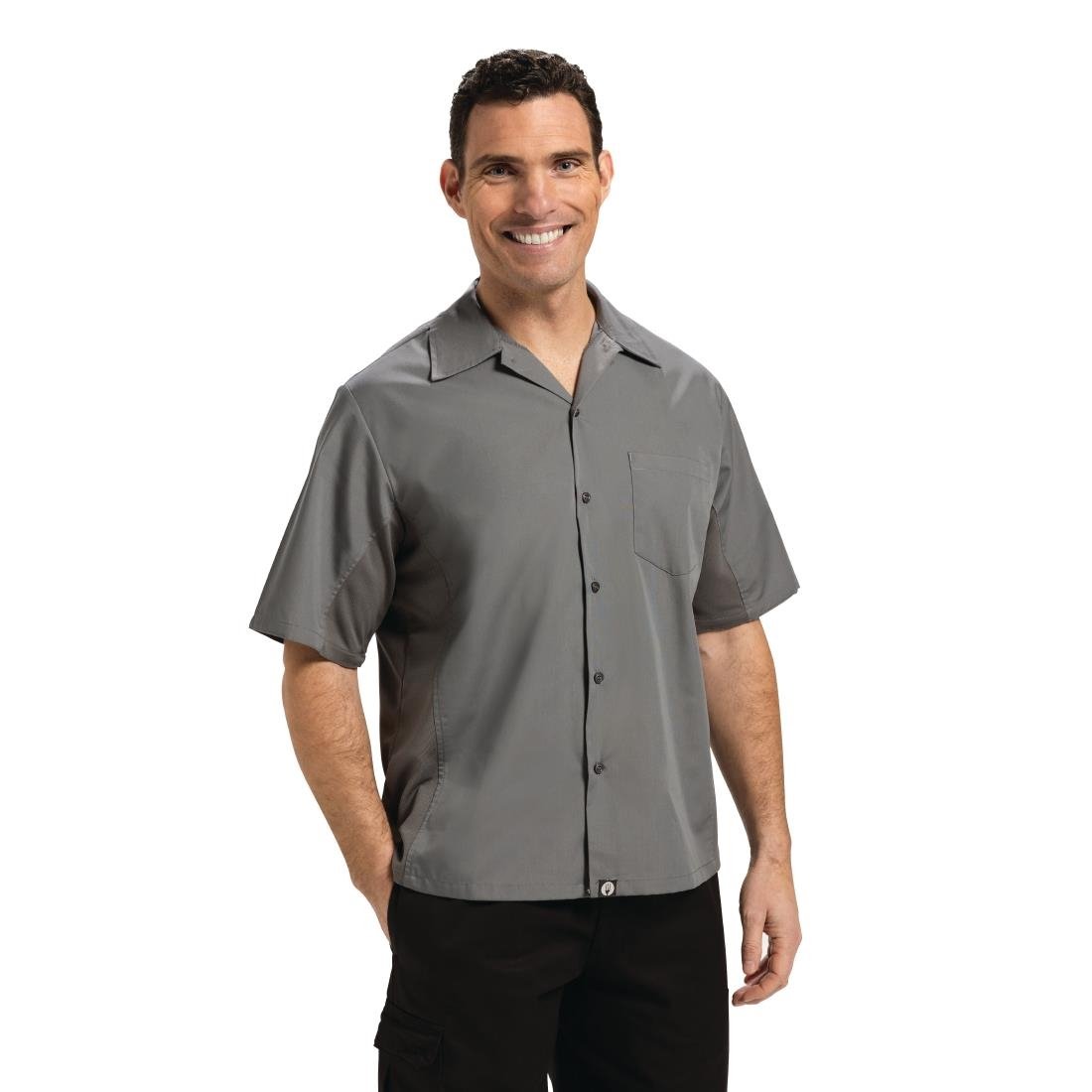 B179-L Chef Works Unisex Cool Vent Chefs Shirt Grey L JD Catering Equipment Solutions Ltd