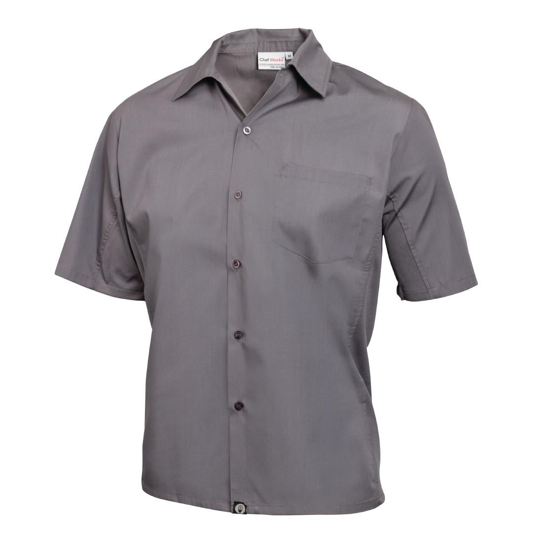 B179-M Chef Works Unisex Cool Vent Chefs Shirt Grey M JD Catering Equipment Solutions Ltd