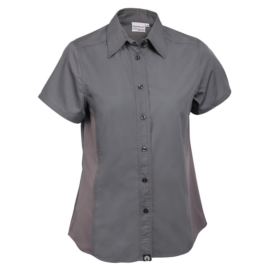 B182-L Chef Works Womens Grey Cool Vent Chef Shirt L JD Catering Equipment Solutions Ltd