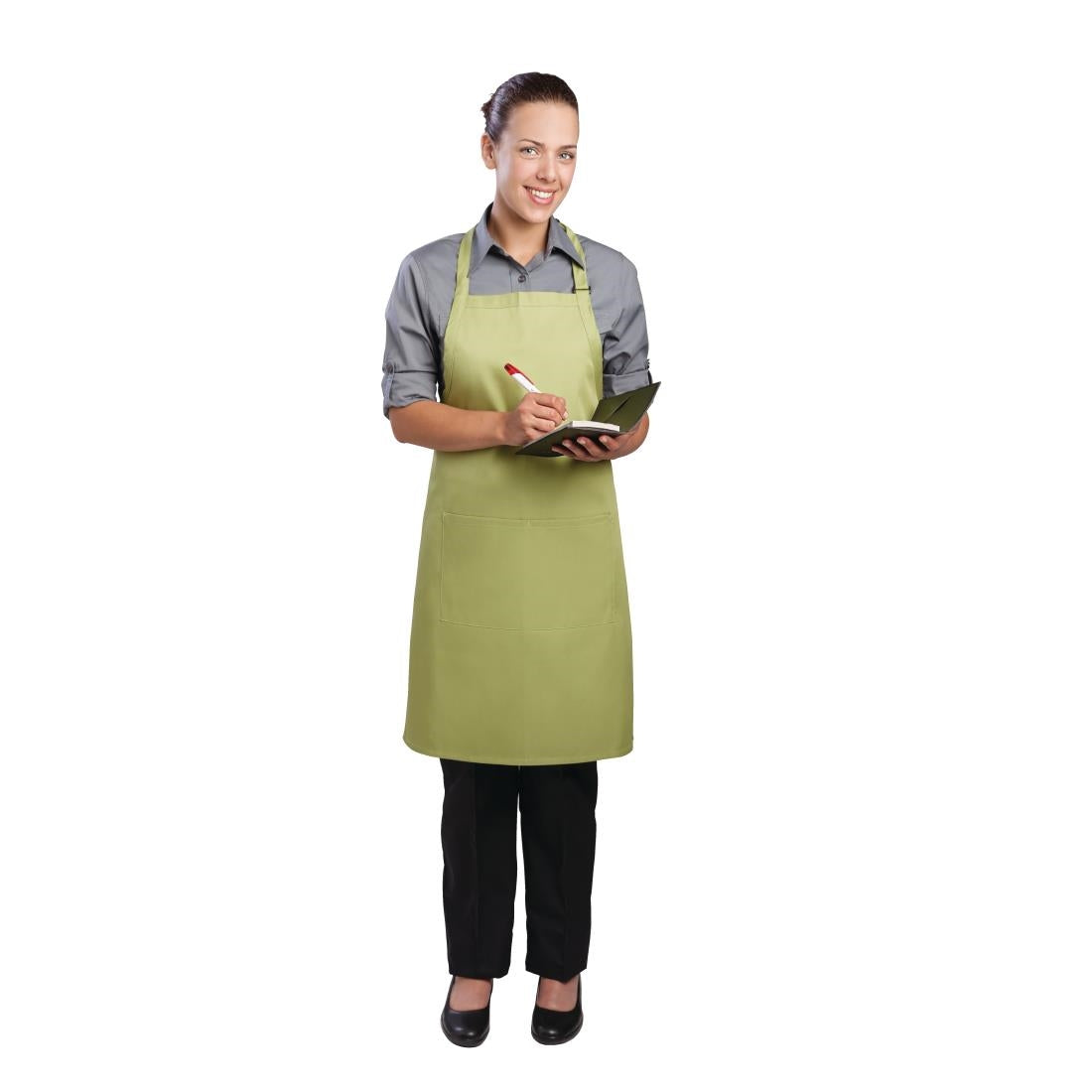 B190 Chef Works Bib Apron Lime JD Catering Equipment Solutions Ltd