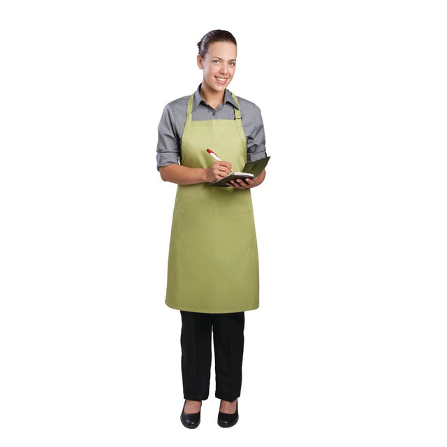 B190 Chef Works Bib Apron Lime JD Catering Equipment Solutions Ltd