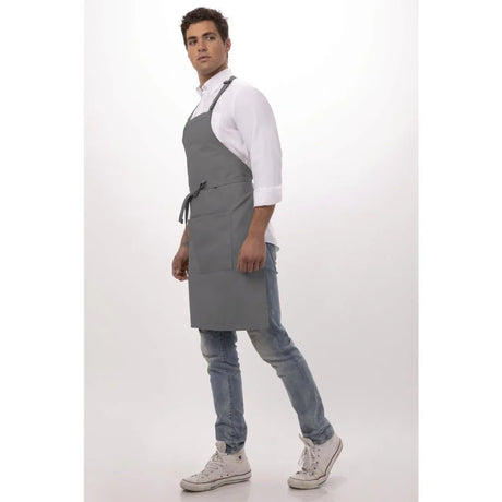 B192 Chef Works Bib Apron Grey - JD Catering Equipment Solutions Ltd