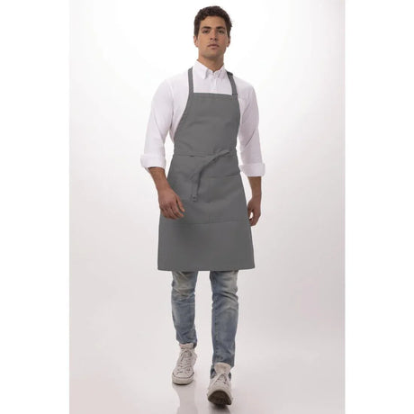 B192 Chef Works Bib Apron Grey - JD Catering Equipment Solutions Ltd