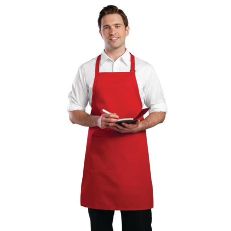 B196 Chef Works Bib Apron Red JD Catering Equipment Solutions Ltd