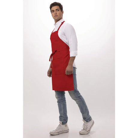 B196 Chef Works Bib Apron Red - JD Catering Equipment Solutions Ltd