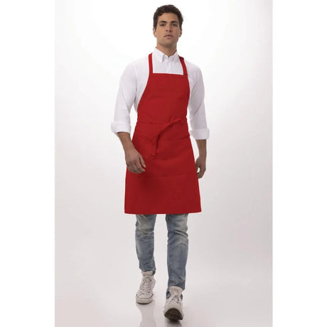 B196 Chef Works Bib Apron Red - JD Catering Equipment Solutions Ltd