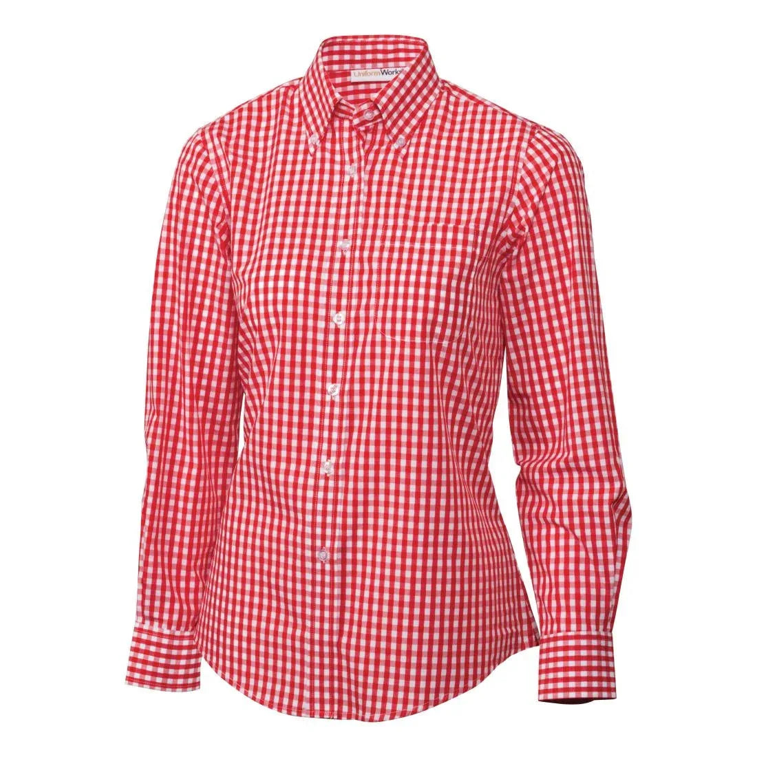 B216-XXL Chef Works Womens Gingham Shirt Red 2XL - JD Catering Equipment Solutions Ltd