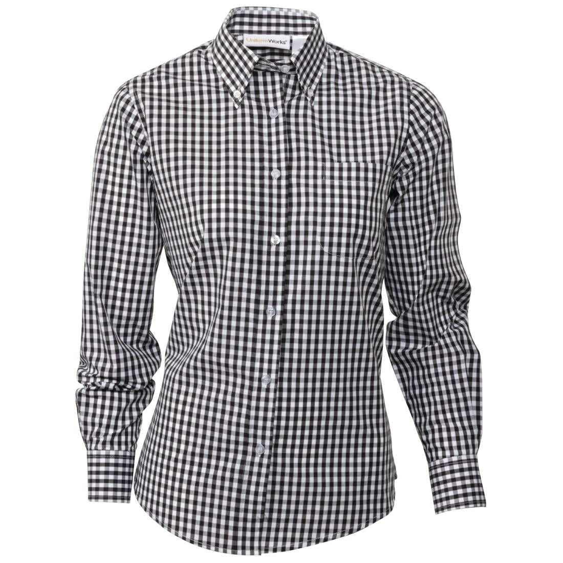 B217-XXL Chef Works Womens Gingham Shirt Black 2XL JD Catering Equipment Solutions Ltd