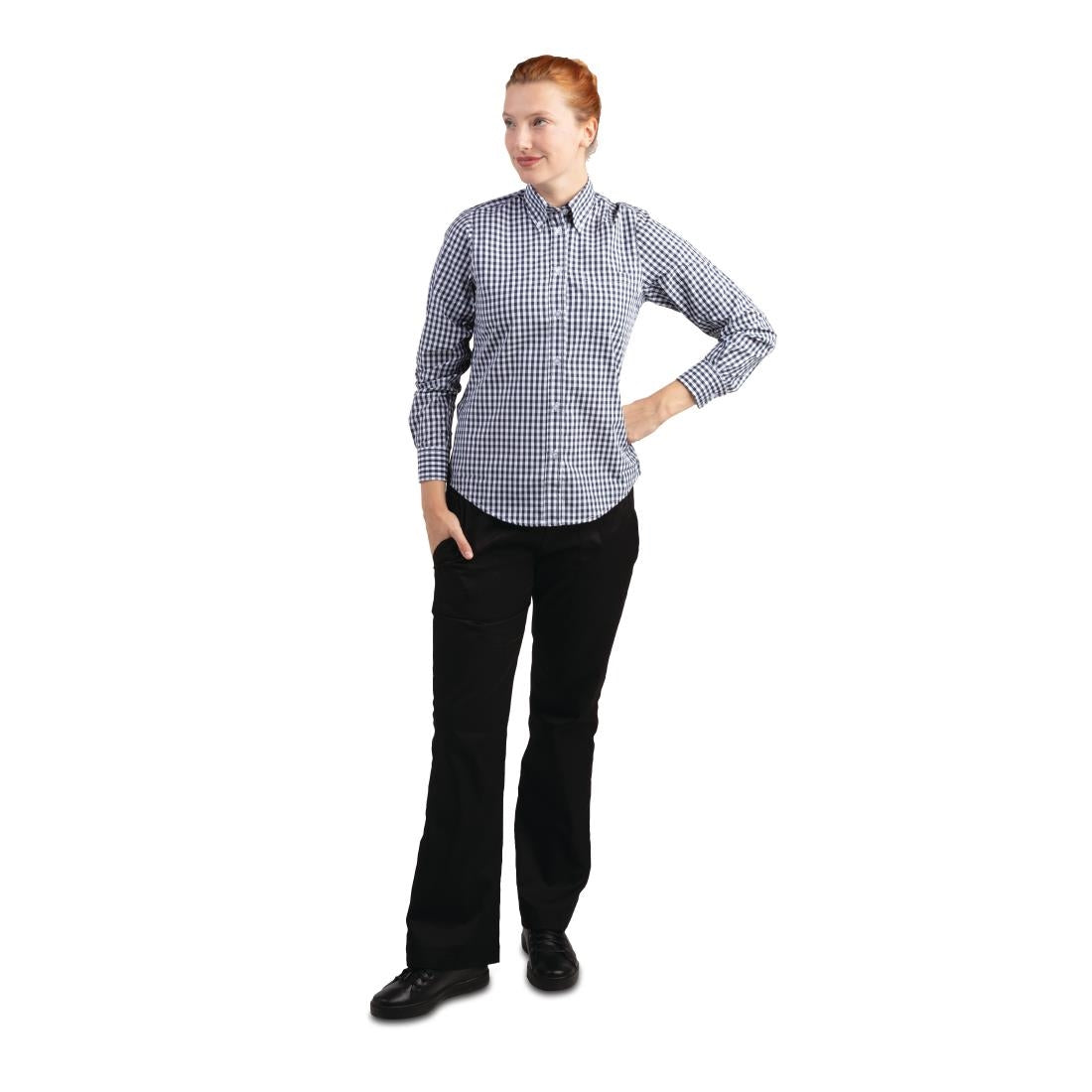 B217-XXL Chef Works Womens Gingham Shirt Black 2XL JD Catering Equipment Solutions Ltd