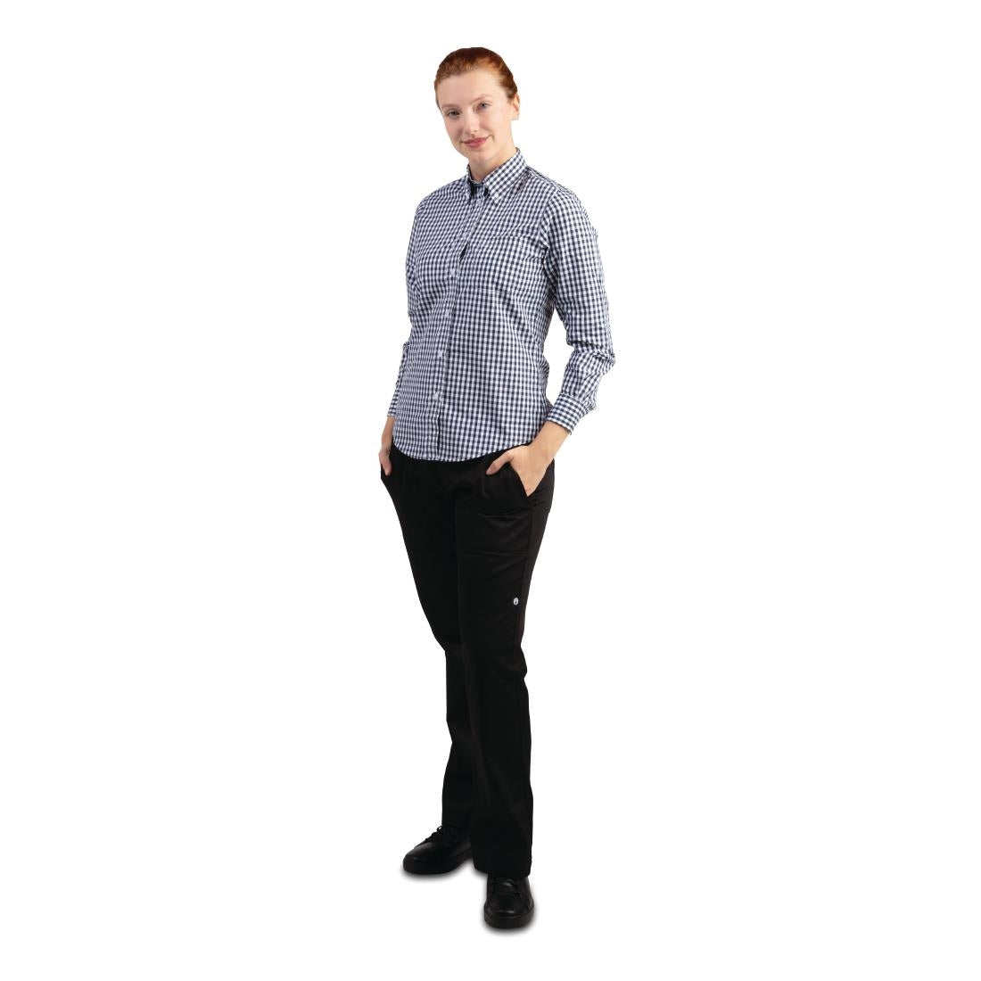 B217-XXL Chef Works Womens Gingham Shirt Black 2XL JD Catering Equipment Solutions Ltd