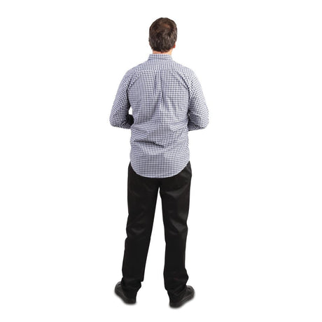 B219-M Chef Works Mens Gingham Shirt Black M JD Catering Equipment Solutions Ltd