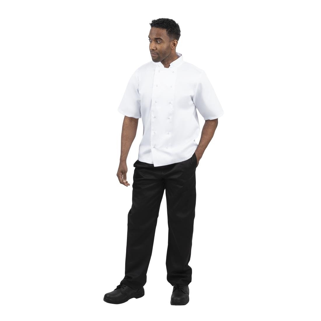 B250-XS Whites Boston Unisex Short Sleeve Chefs Jacket White XS JD Catering Equipment Solutions Ltd