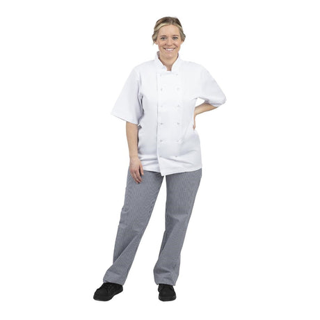 B311-L Whites Unisex Vegas Chefs Trousers Small Blue and White Check L JD Catering Equipment Solutions Ltd