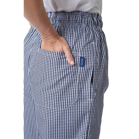 B311-L Whites Unisex Vegas Chefs Trousers Small Blue and White Check L JD Catering Equipment Solutions Ltd