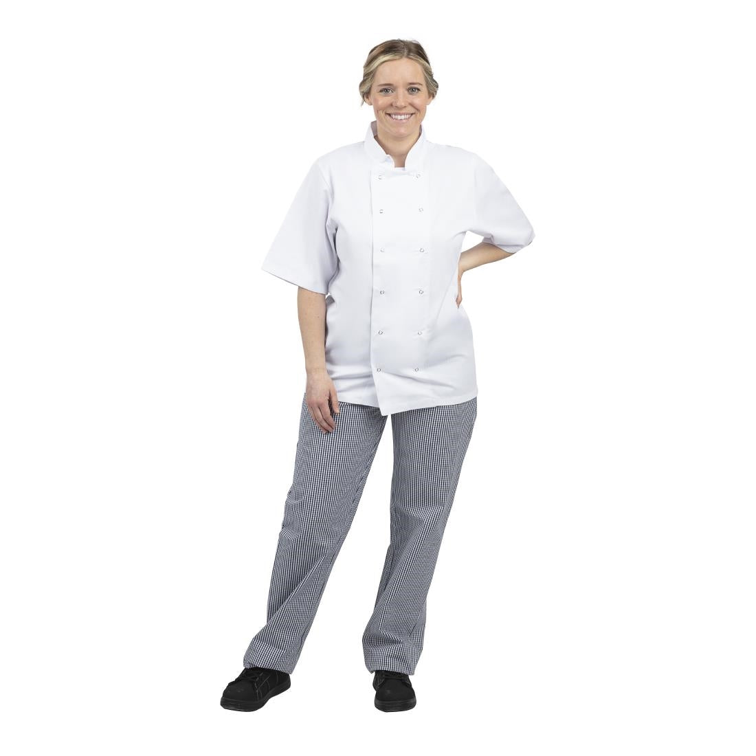 B311-M Whites Unisex Vegas Chefs Trousers Small Blue and White Check M JD Catering Equipment Solutions Ltd