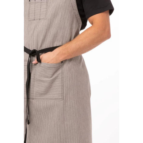B351 Chef Works Urban Portland Fine Stripe Bib Apron Grey - JD Catering Equipment Solutions Ltd