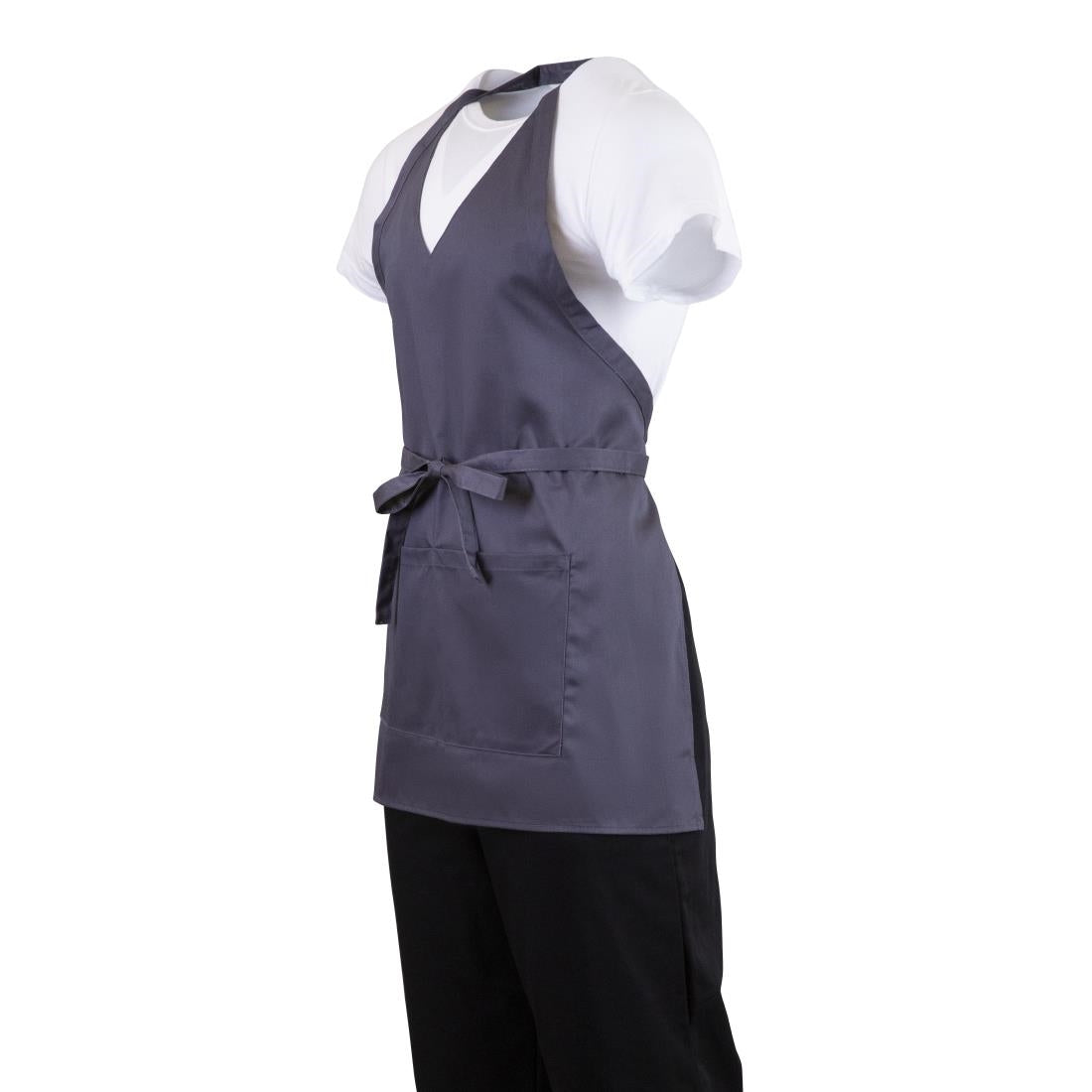B422 Whites V Neck Service Apron Charcoal JD Catering Equipment Solutions Ltd