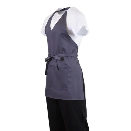 B422 Whites V Neck Service Apron Charcoal - JD Catering Equipment Solutions Ltd