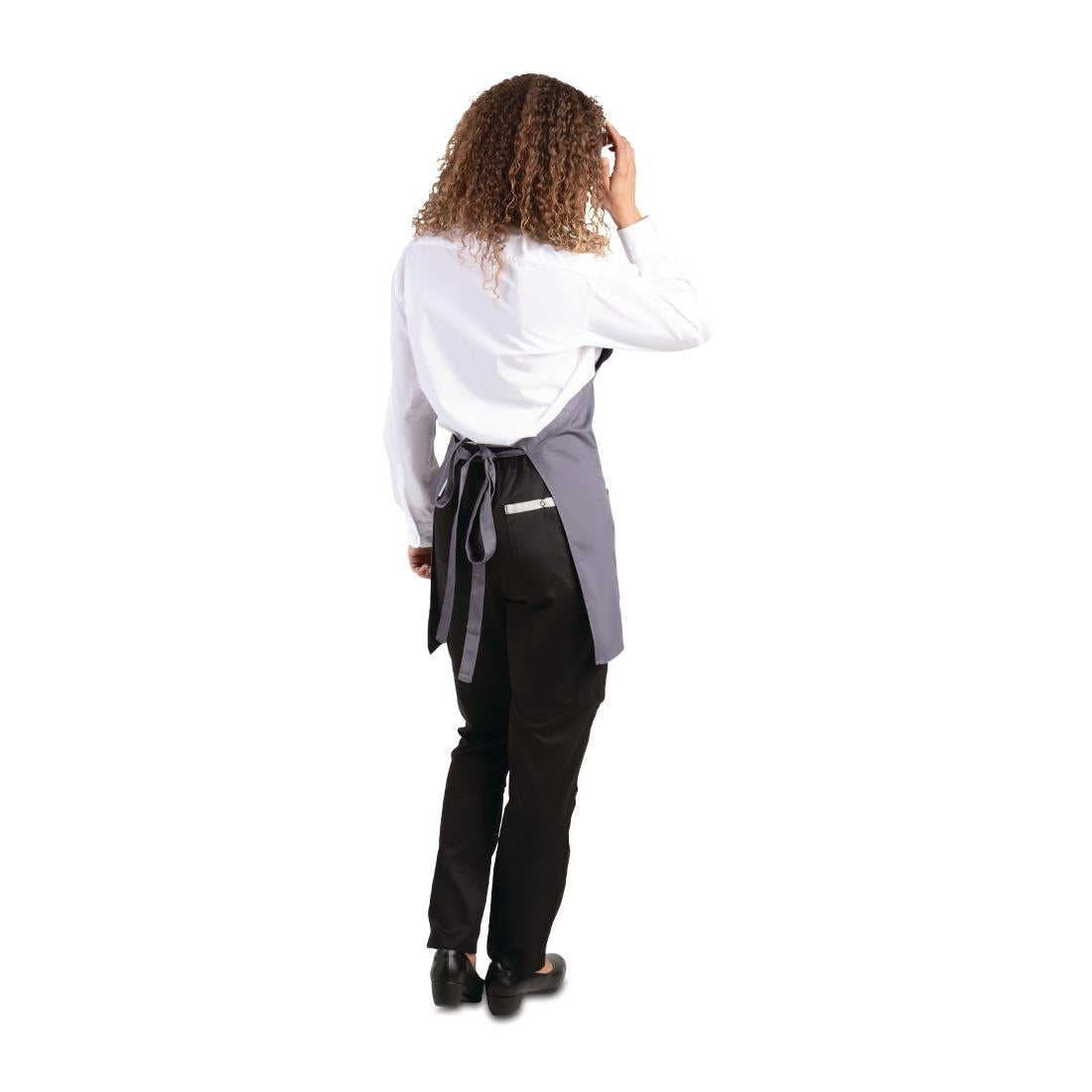 B422 Whites V Neck Service Apron Charcoal JD Catering Equipment Solutions Ltd