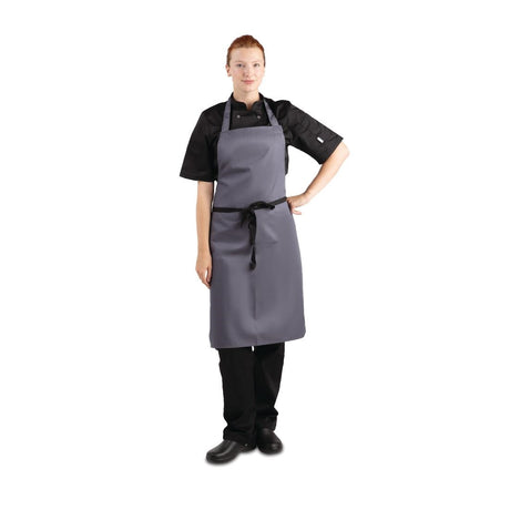 B426 Whites Polycotton Bib Apron Charcoal JD Catering Equipment Solutions Ltd