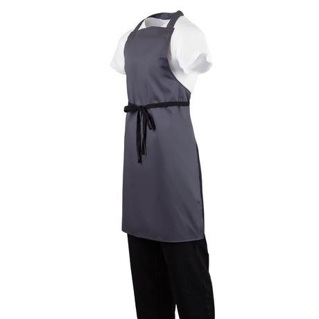 B426 Whites Polycotton Bib Apron Charcoal JD Catering Equipment Solutions Ltd