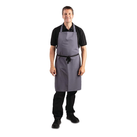 B426 Whites Polycotton Bib Apron Charcoal JD Catering Equipment Solutions Ltd
