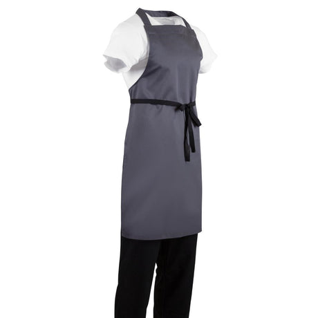 B426 Whites Polycotton Bib Apron Charcoal JD Catering Equipment Solutions Ltd