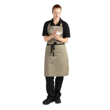 B427 Whites Polycotton Bib Apron Olive - JD Catering Equipment Solutions Ltd
