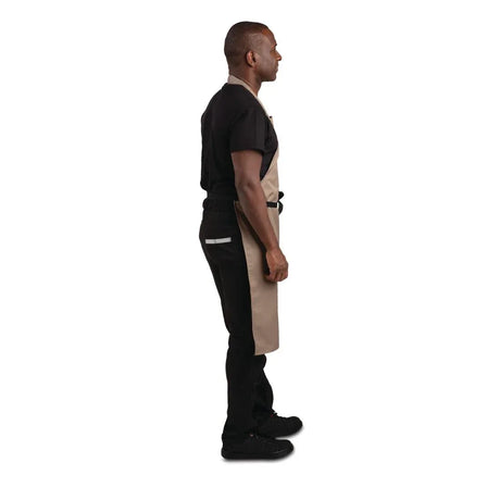 B429 Whites Polycotton Bib Apron Tan - JD Catering Equipment Solutions Ltd