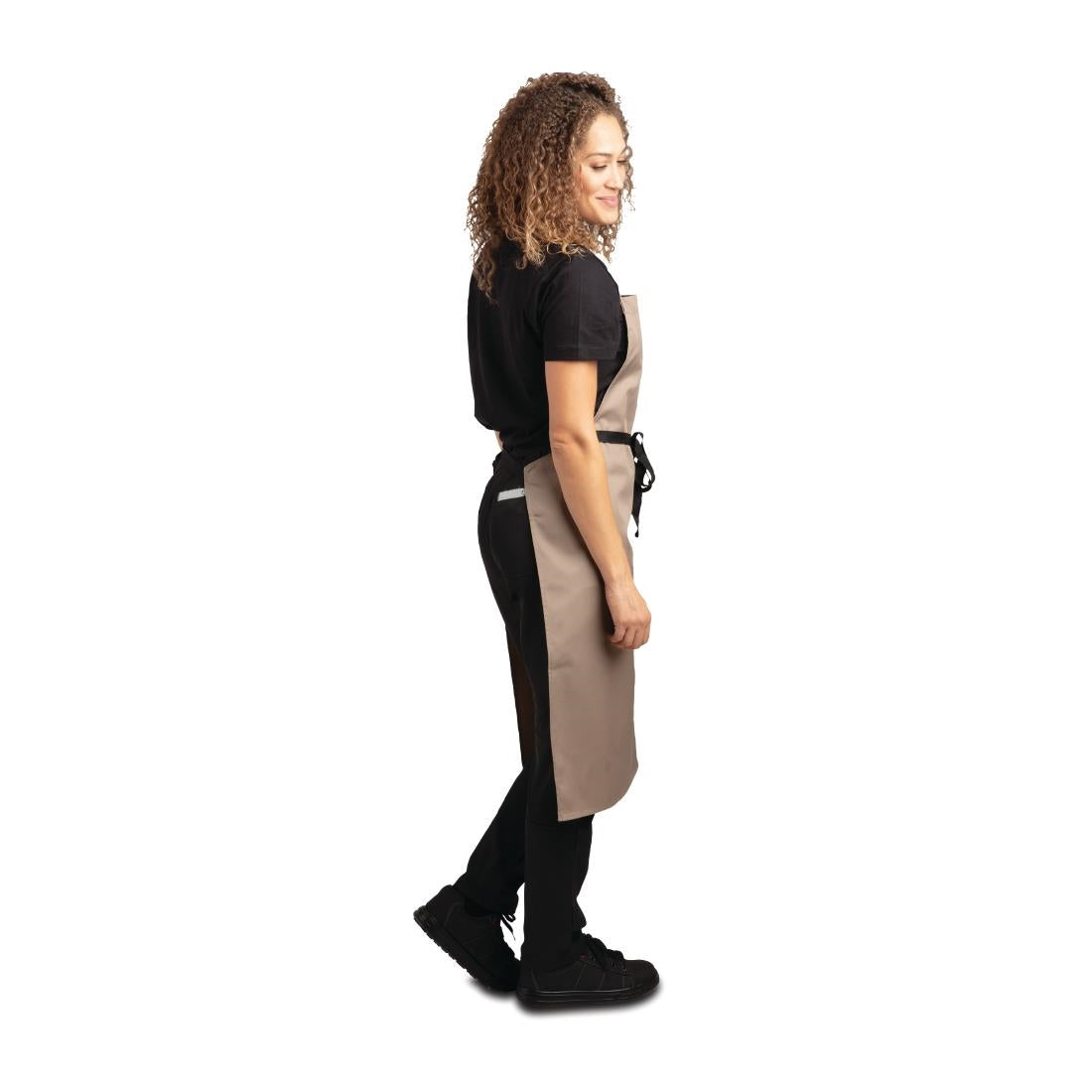 B429 Whites Polycotton Bib Apron Tan JD Catering Equipment Solutions Ltd