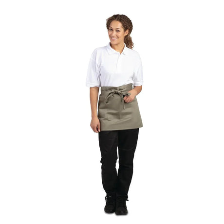 B431 Whites Short Bistro Apron Olive - JD Catering Equipment Solutions Ltd