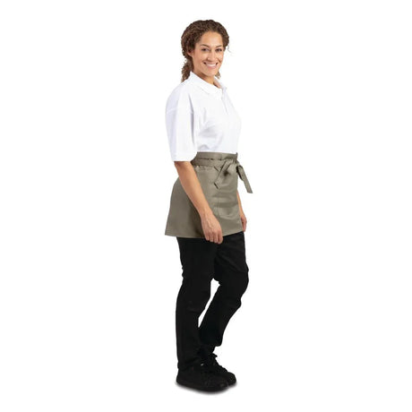 B431 Whites Short Bistro Apron Olive - JD Catering Equipment Solutions Ltd