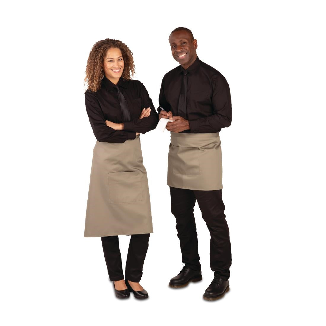 B431 Whites Short Bistro Apron Olive JD Catering Equipment Solutions Ltd