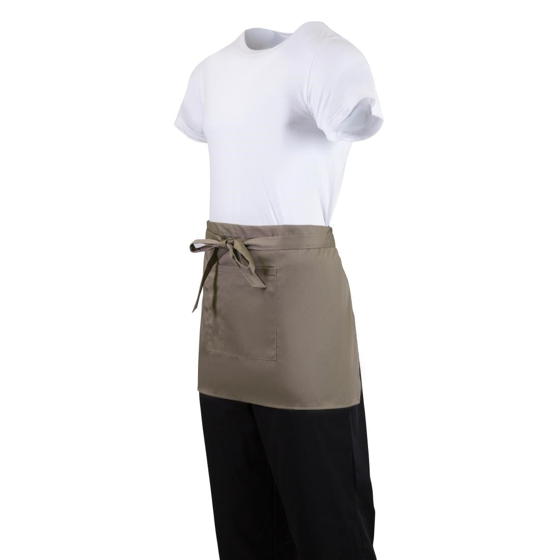 B432 Whites Short Bistro Apron Tan JD Catering Equipment Solutions Ltd