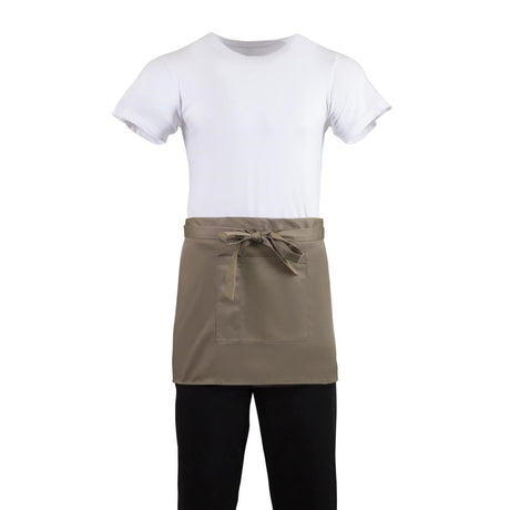 B432 Whites Short Bistro Apron Tan JD Catering Equipment Solutions Ltd