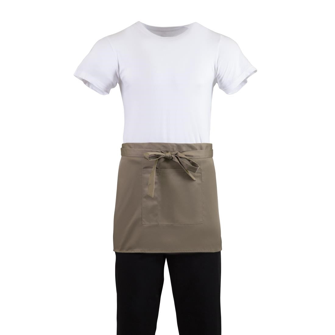 B432 Whites Short Bistro Apron Tan JD Catering Equipment Solutions Ltd