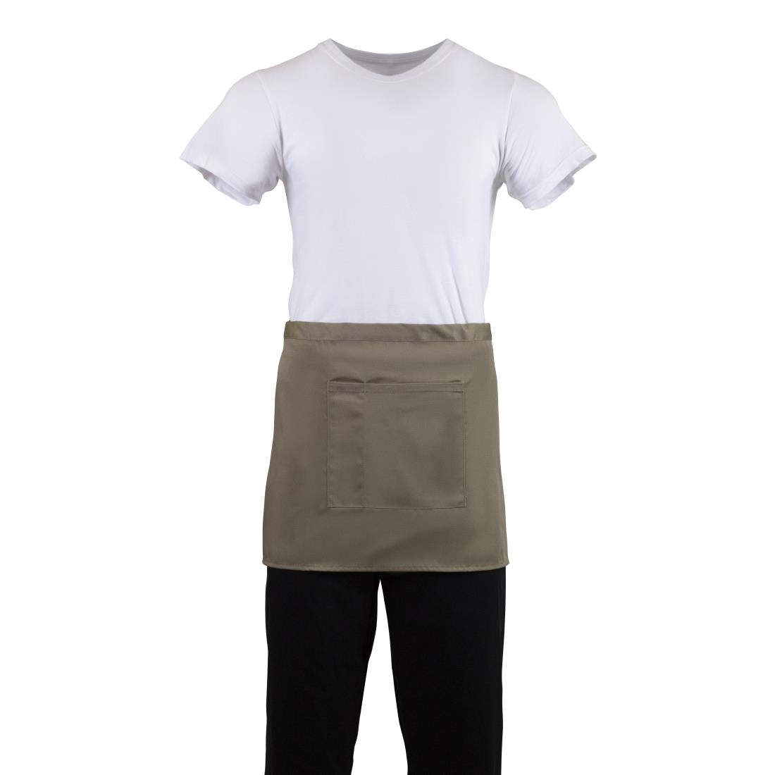 B432 Whites Short Bistro Apron Tan JD Catering Equipment Solutions Ltd