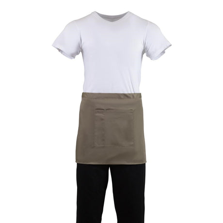 B432 Whites Short Bistro Apron Tan JD Catering Equipment Solutions Ltd