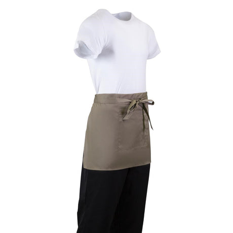 B432 Whites Short Bistro Apron Tan JD Catering Equipment Solutions Ltd