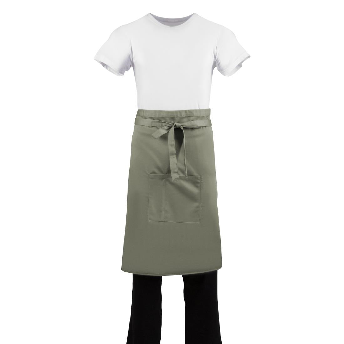 B434 Whites Regular Bistro Apron Olive JD Catering Equipment Solutions Ltd