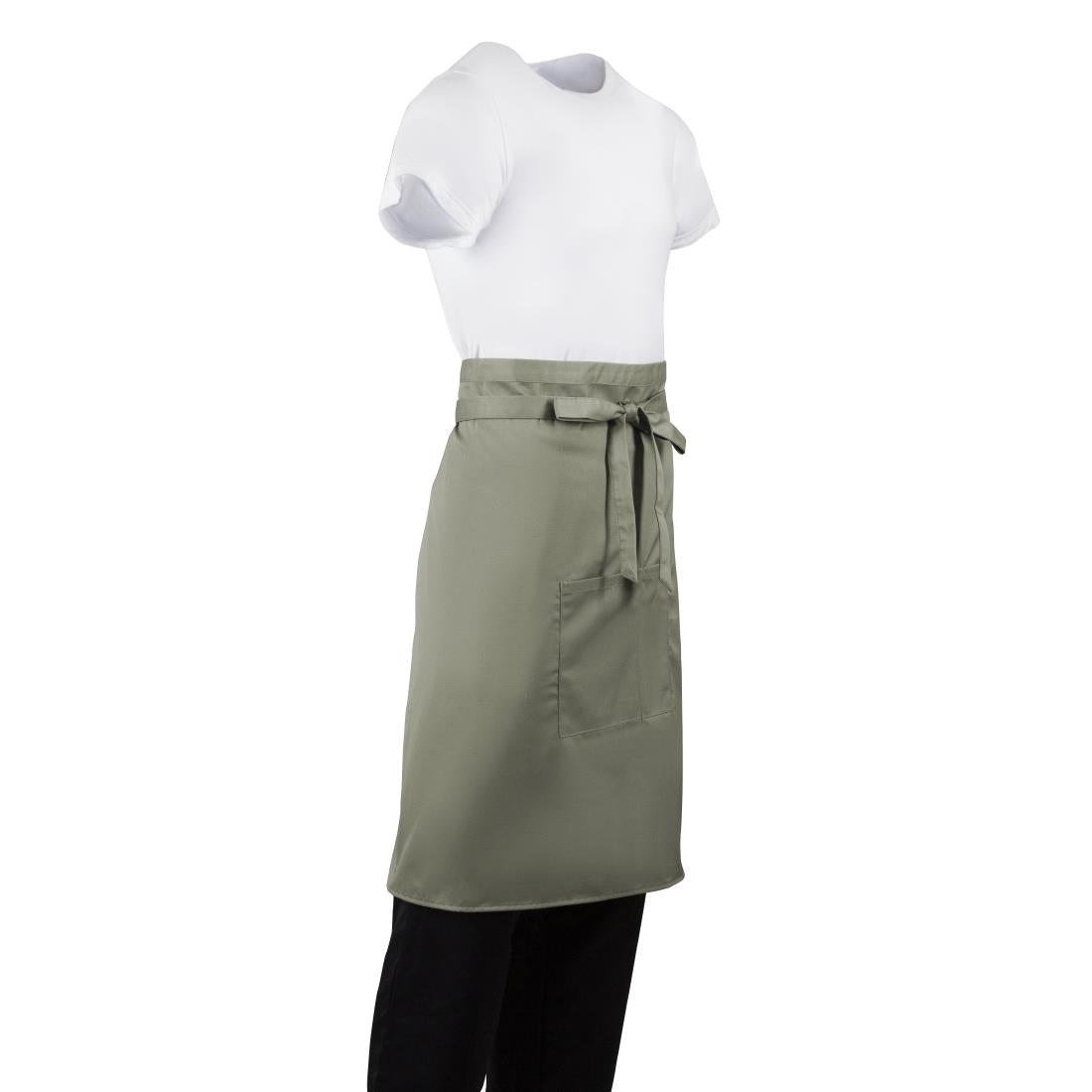 B434 Whites Regular Bistro Apron Olive JD Catering Equipment Solutions Ltd