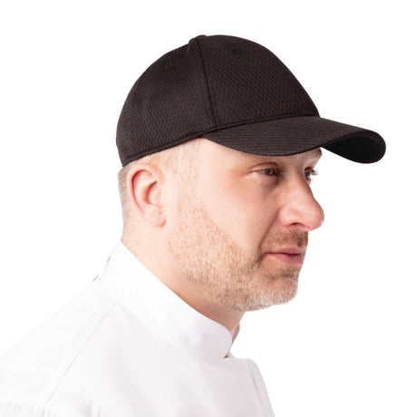 B496 Chef Works Cool Vent Baseball Cap Black JD Catering Equipment Solutions Ltd