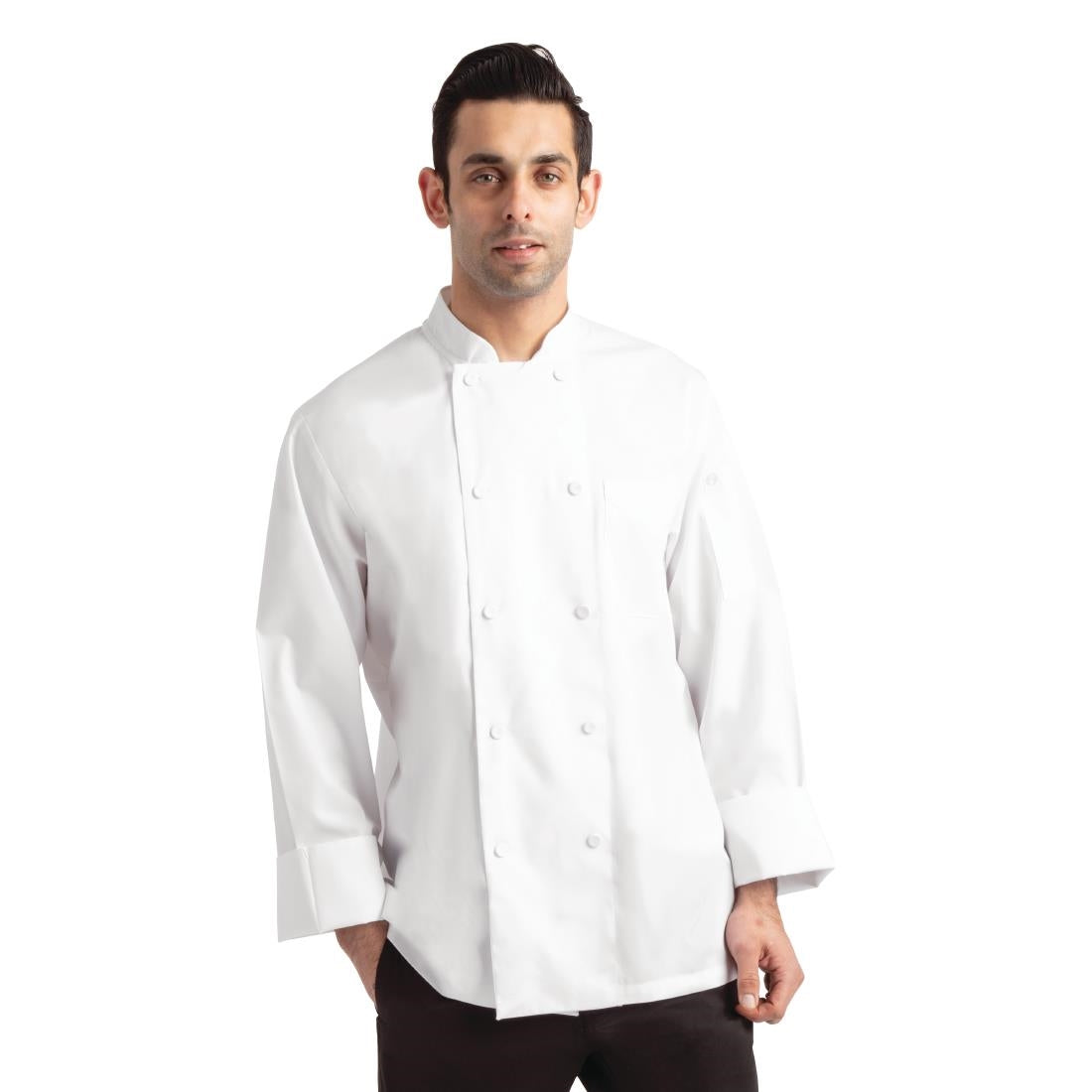 B649-L Chef Works Calgary Long Sleeve Cool Vent Unisex Chefs Jacket White L JD Catering Equipment Solutions Ltd