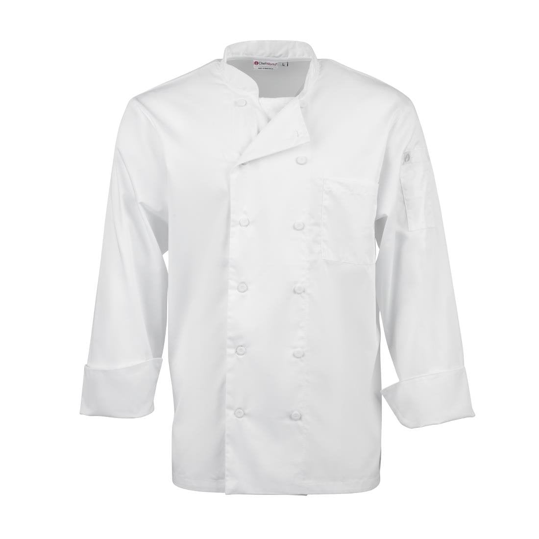 B649-M Chef Works Calgary Long Sleeve Cool Vent Unisex Chefs Jacket White M JD Catering Equipment Solutions Ltd