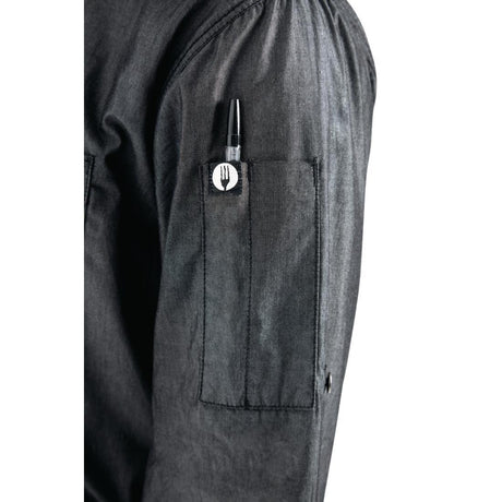 B775-XL Chef Works Urban Detroit Long Sleeve Denim Shirt Black XL - JD Catering Equipment Solutions Ltd