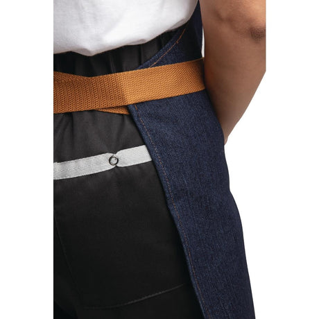 B980 Southside Bistro Apron Denim Blue Tan Ties JD Catering Equipment Solutions Ltd