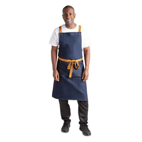 B984 Southside X-Cross Back Apron Denim Blue Tan Ties - JD Catering Equipment Solutions Ltd
