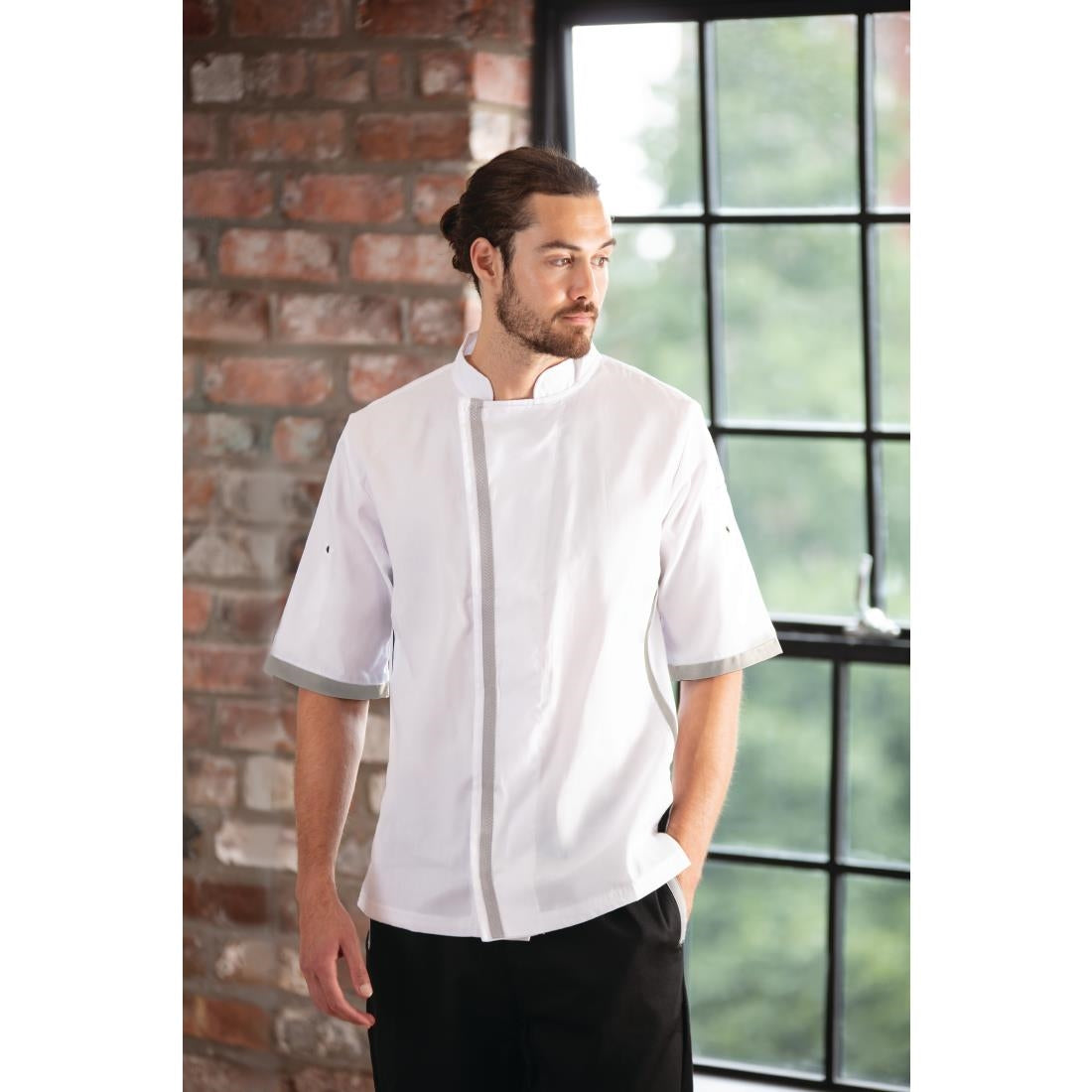 B998-L Southside Unisex Chefs Jacket Short Sleeve White L JD Catering Equipment Solutions Ltd